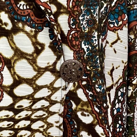 Long Blazer Jacket Multiples Top Brown Cream Teal Paisley NWT Plus Sz 2X - Picture 6 of 12